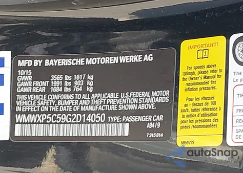 2016 Mini Hardtop Cooper from USA, damaged, VIN WMWXP5C59G2D14050